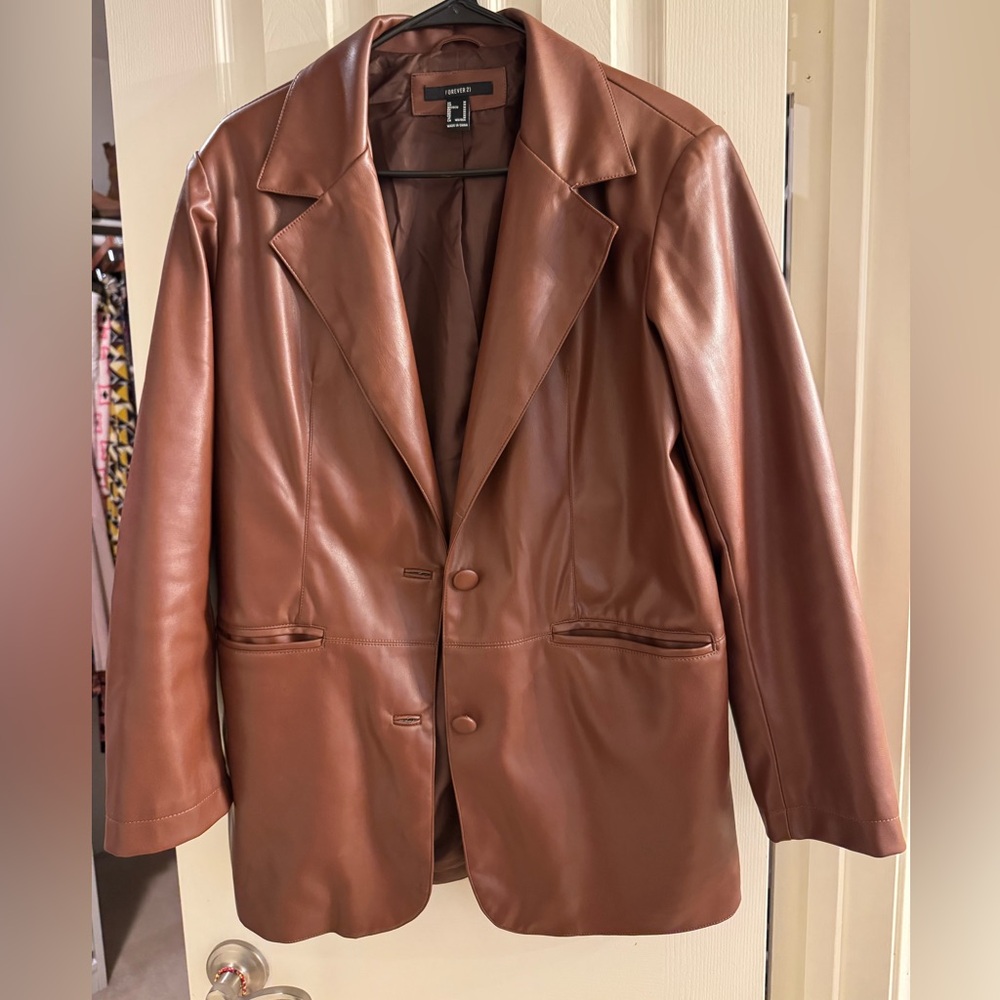 Forever 21 Chocolate Faux Leather Jacket